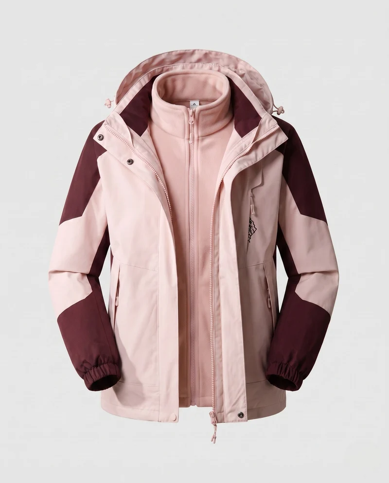 Damen wasserdichte zweilagige Outdoor-Jacke mit Kapuze, atmungsaktive Membran und verstellbarem Saum Nord Taschen