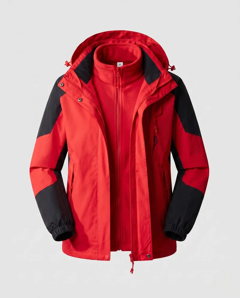 Damen wasserdichte zweilagige Outdoor-Jacke mit Kapuze, atmungsaktive Membran und verstellbarem Saum Nord Taschen