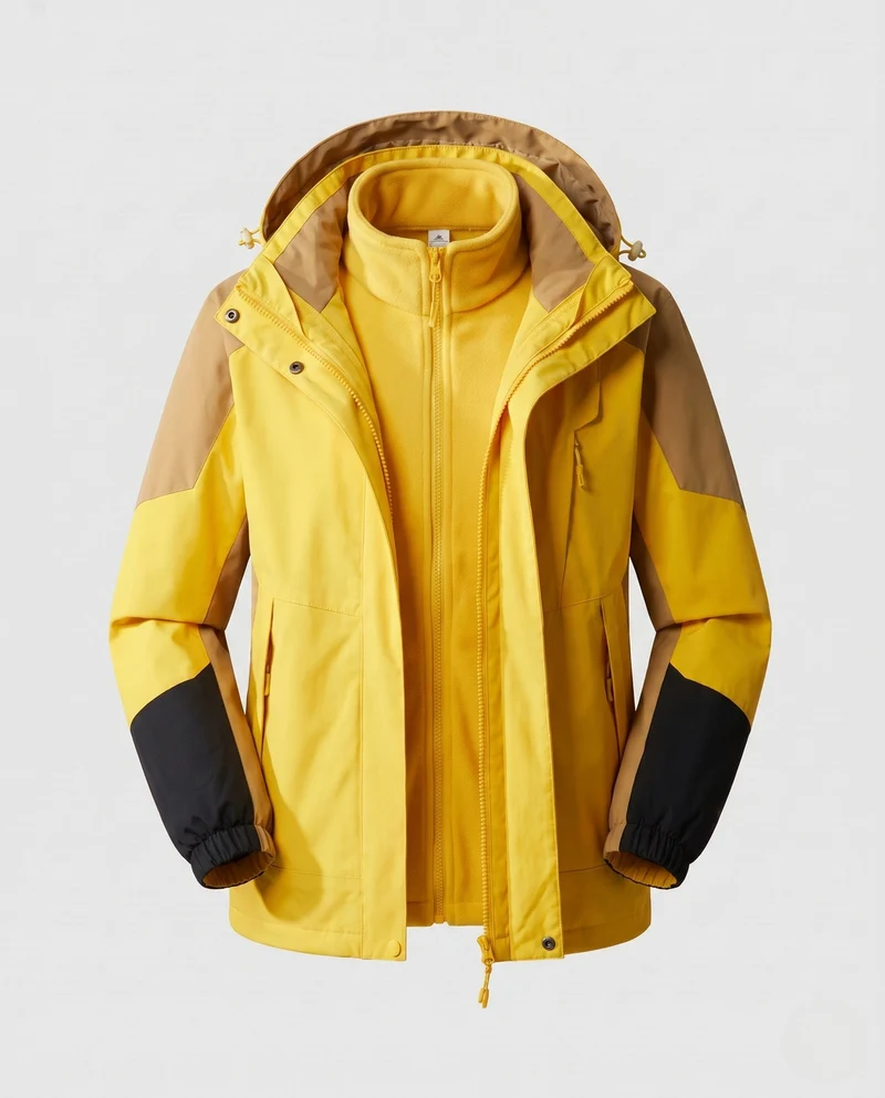 Damen wasserdichte zweilagige Outdoor-Jacke mit Kapuze, atmungsaktive Membran und verstellbarem Saum Nord Taschen