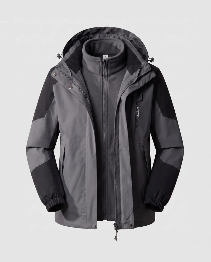 Damen wasserdichte zweilagige Outdoor-Jacke mit Kapuze, atmungsaktive Membran und verstellbarem Saum Nord Taschen
