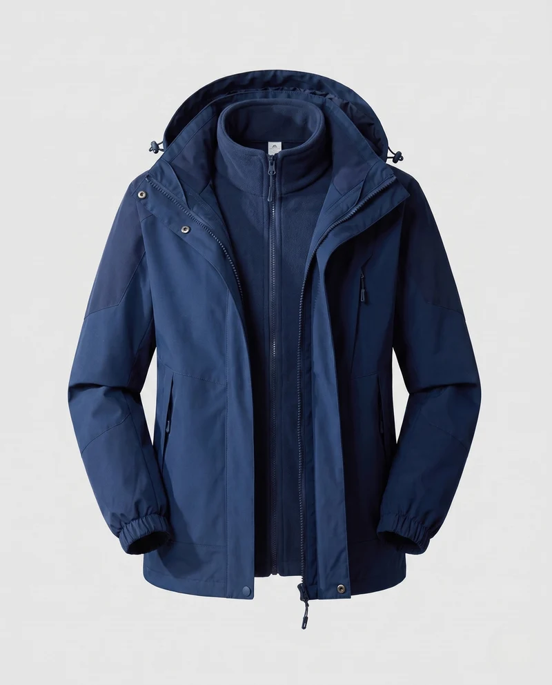 Damen wasserdichte zweilagige Outdoor-Jacke mit Kapuze, atmungsaktive Membran und verstellbarem Saum Nord Taschen