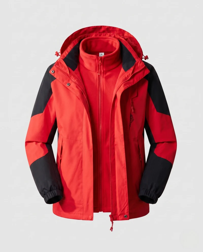 Damen wasserdichte zweilagige Outdoor-Jacke mit Kapuze, atmungsaktive Membran und verstellbarem Saum Nord Taschen