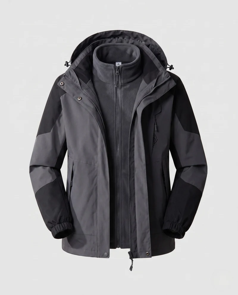 Damen wasserdichte zweilagige Outdoor-Jacke mit Kapuze, atmungsaktive Membran und verstellbarem Saum Nord Taschen