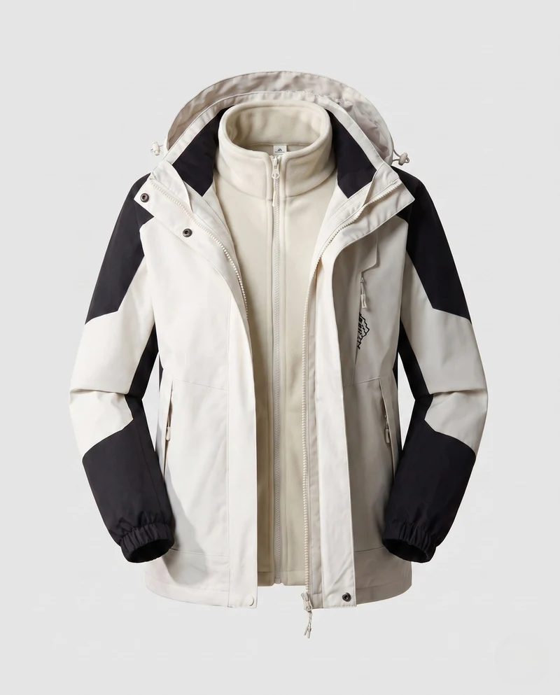 Damen wasserdichte zweilagige Outdoor-Jacke mit Kapuze, atmungsaktive Membran und verstellbarem Saum Nord Taschen