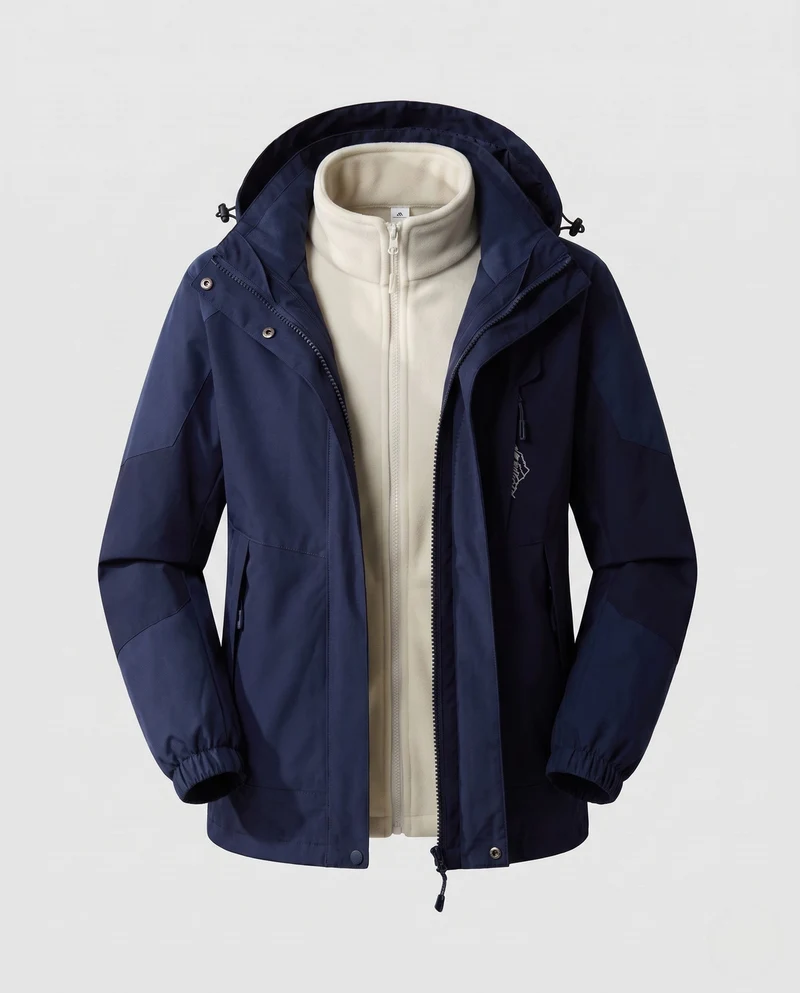 Damen wasserdichte zweilagige Outdoor-Jacke mit Kapuze, atmungsaktive Membran und verstellbarem Saum Nord Taschen