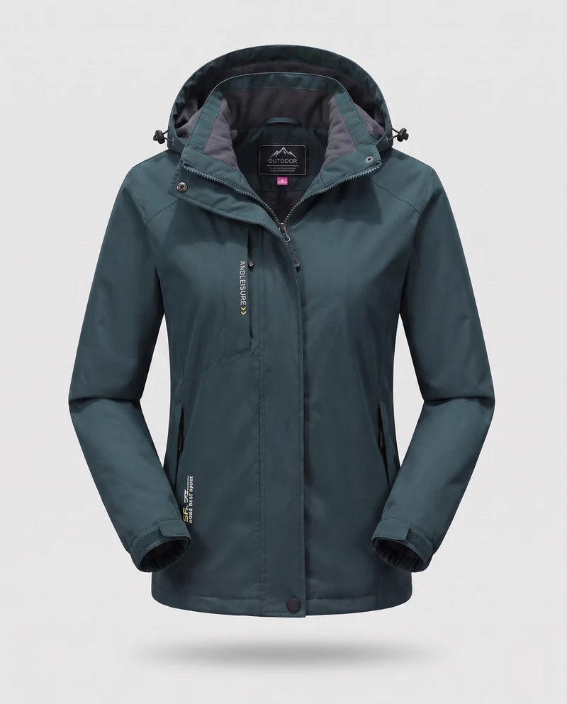 Damen wasserdichte, gepolsterte Winterjacke mit Kapuze und wärmendem Fleece-Futter Nord Taschen