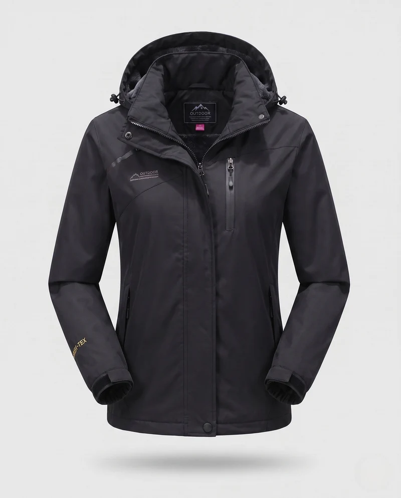 Damen wasserdichte, gepolsterte Winterjacke mit Kapuze und wärmendem Fleece-Futter Nord Taschen