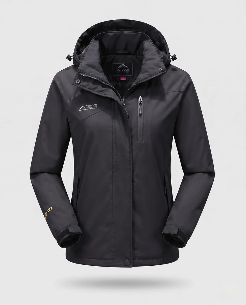 Damen wasserdichte, gepolsterte Winterjacke mit Kapuze und wärmendem Fleece-Futter Nord Taschen