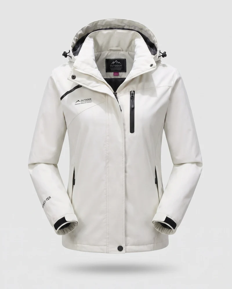 Damen wasserdichte, gepolsterte Winterjacke mit Kapuze und wärmendem Fleece-Futter Nord Taschen