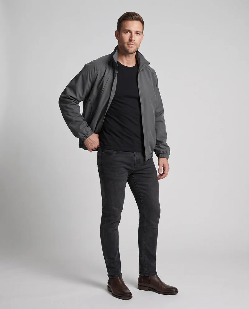 Herren Leichte Freizeitjacke mit hohem Stehkragen Nord Taschen