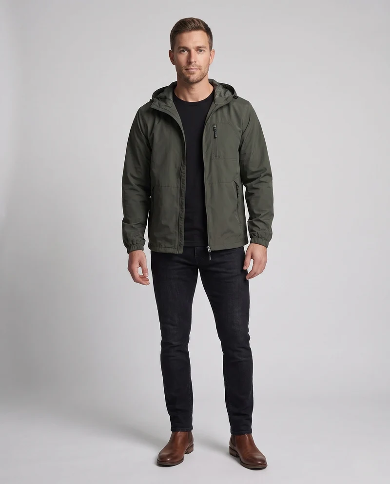 Herren Leichte Freizeitjacke mit verstellbarer Kapuze Nord Taschen