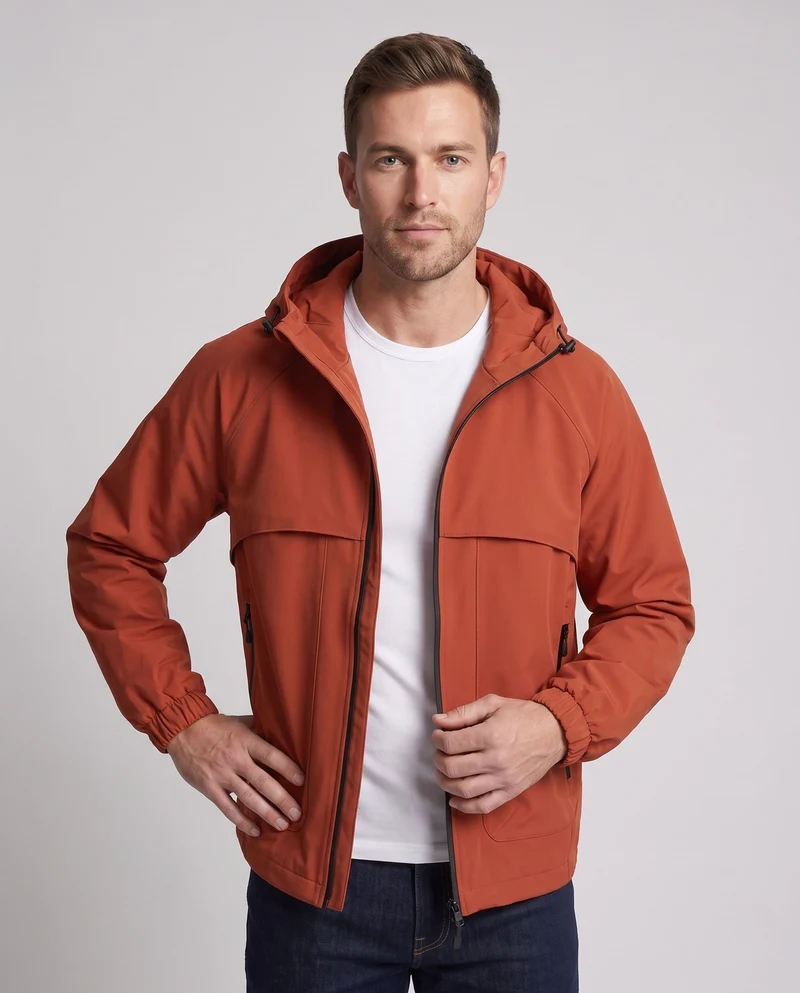 Herren Leichte Funktionsjacke mit verstellbarem Kapuzenkragen Nord Taschen