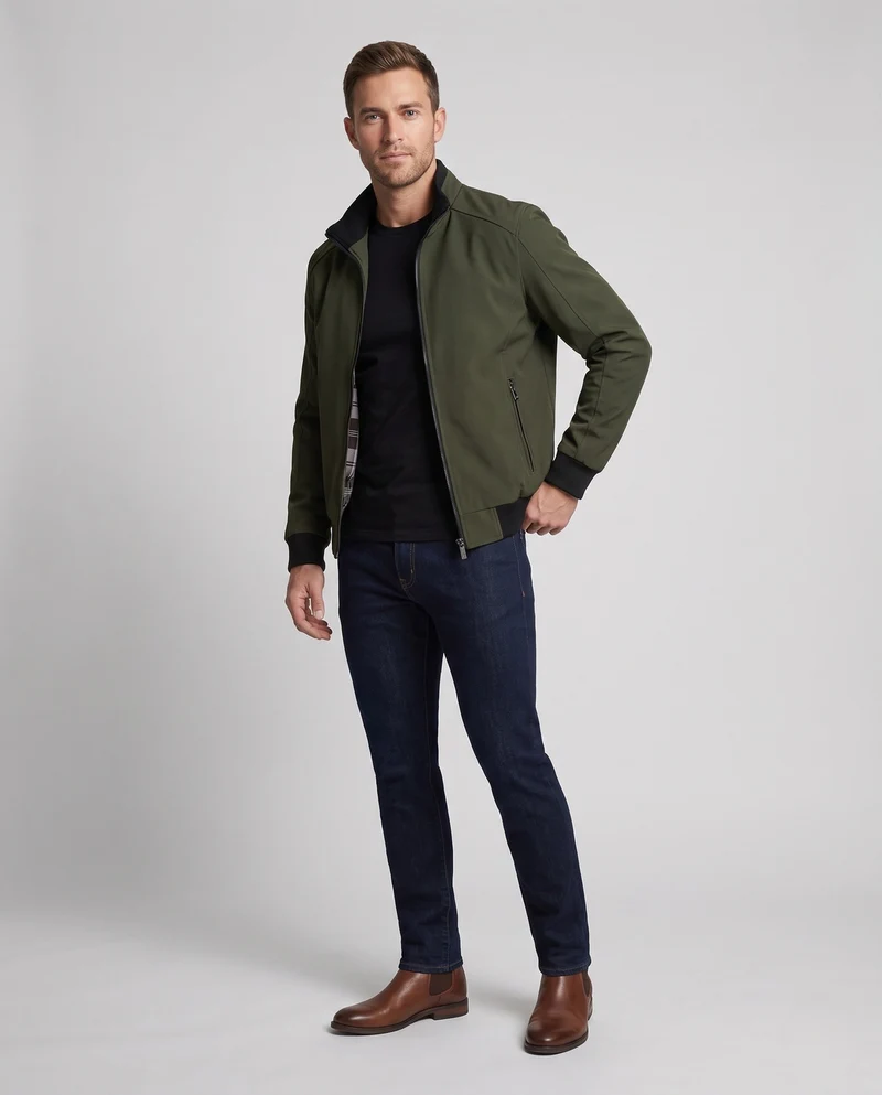 Herren Sportliche Bomberjacke mit Stehkragen Nord Taschen