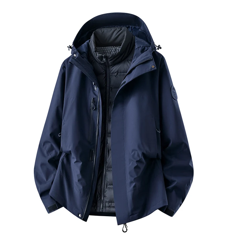 Herren wasserdichte Outdoorjacke mit abnehmbarer Fleece-Innenjacke Nord Taschen