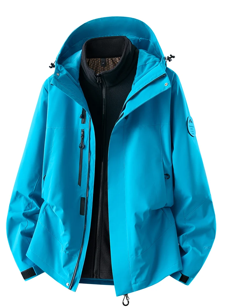 Herren wasserdichte Outdoorjacke mit abnehmbarer Fleece-Innenjacke Nord Taschen