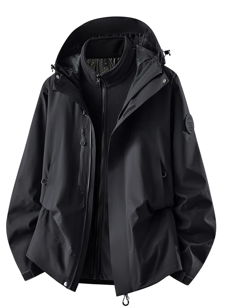 Herren wasserdichte Outdoorjacke mit abnehmbarer Fleece-Innenjacke Nord Taschen
