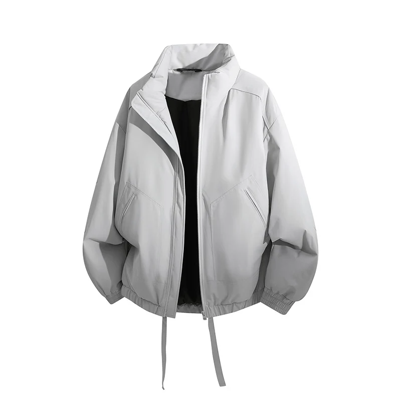 Herren Übergroße Windbreaker-Bomberjacke mit Kordelzug und Stehkragen Nord Taschen
