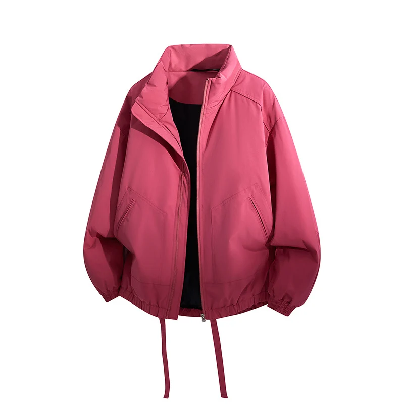 Herren Übergroße Windbreaker-Bomberjacke mit Kordelzug und Stehkragen Nord Taschen