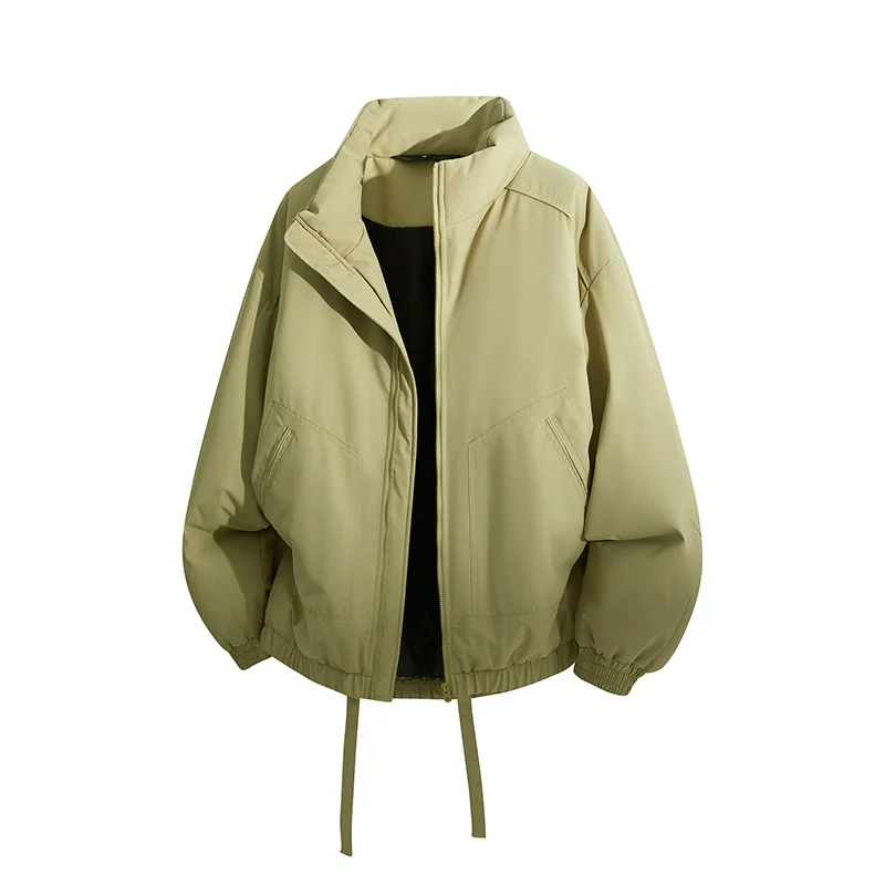 Herren Übergroße Windbreaker-Bomberjacke mit Kordelzug und Stehkragen Nord Taschen
