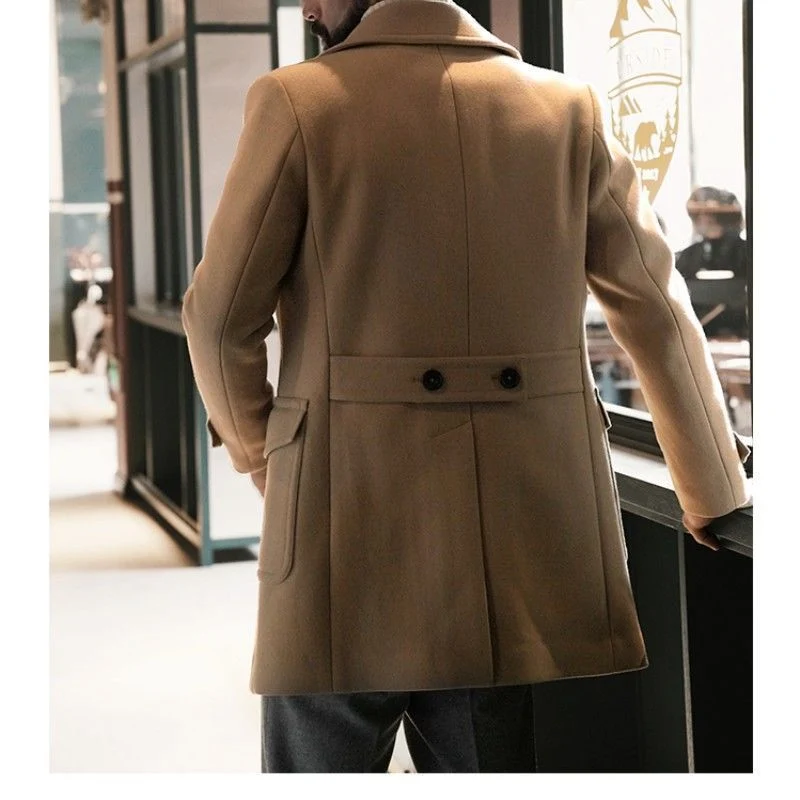 Herren Doppelreihiger Peacoat aus Wollmix mit Metallknöpfen und aufgesetzten Pattentaschen Nord Taschen
