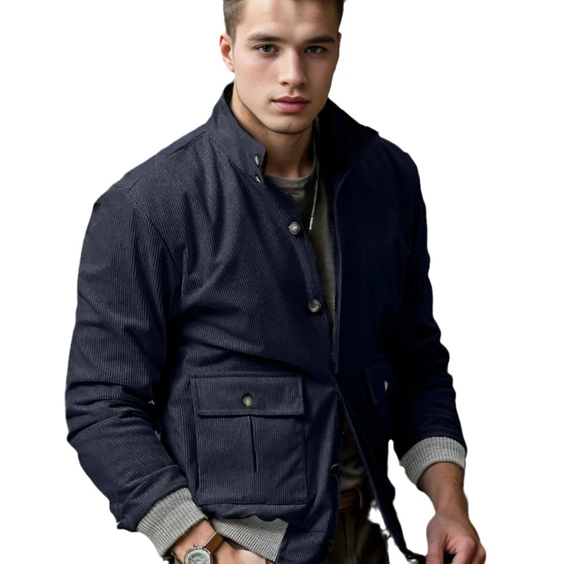 Herren Corduroy-Fieldjacke mit Pattentaschen und Stehkragen Nord Taschen