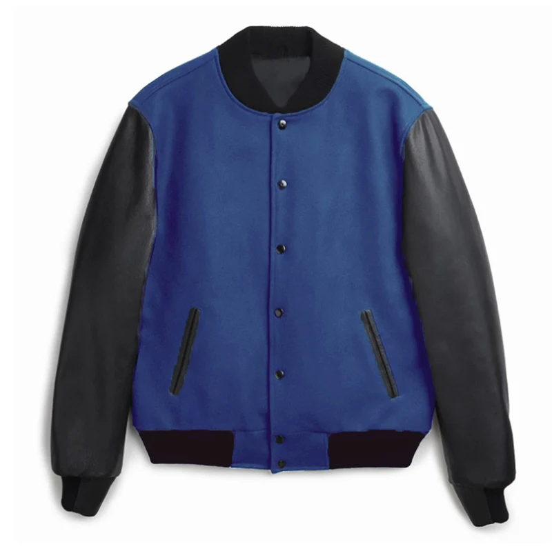 Herren College-Bomberjacke im Varsity-Stil mit Wollkörper und Lederärmeln Nord Taschen