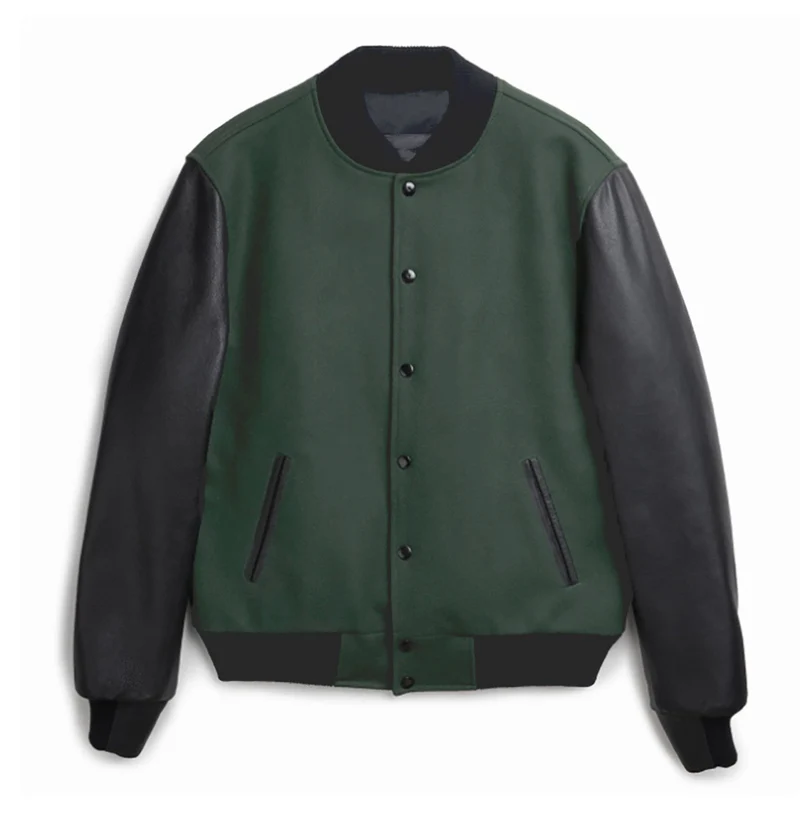 Herren College-Bomberjacke im Varsity-Stil mit Wollkörper und Lederärmeln Nord Taschen