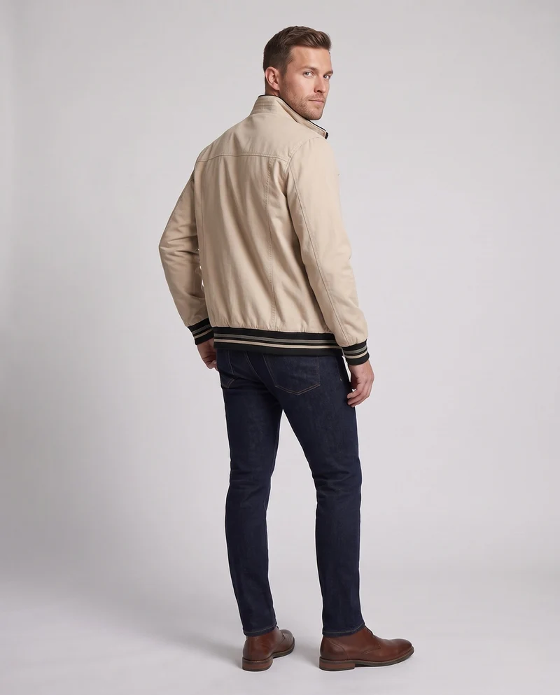 Herren Freizeit Field Blouson mit durchgehendem wärmendem Teddyfleece-Futter, Stehkragen und gestreiften Bündchen Nord Taschen