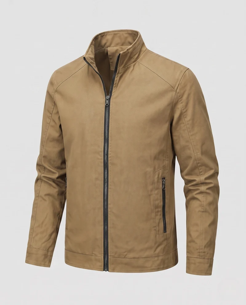 Herren Freizeit Canvas Blouson mit Stehkragen, Reißverschlusstaschen und wärmendem Fleece-Futter Nord Taschen