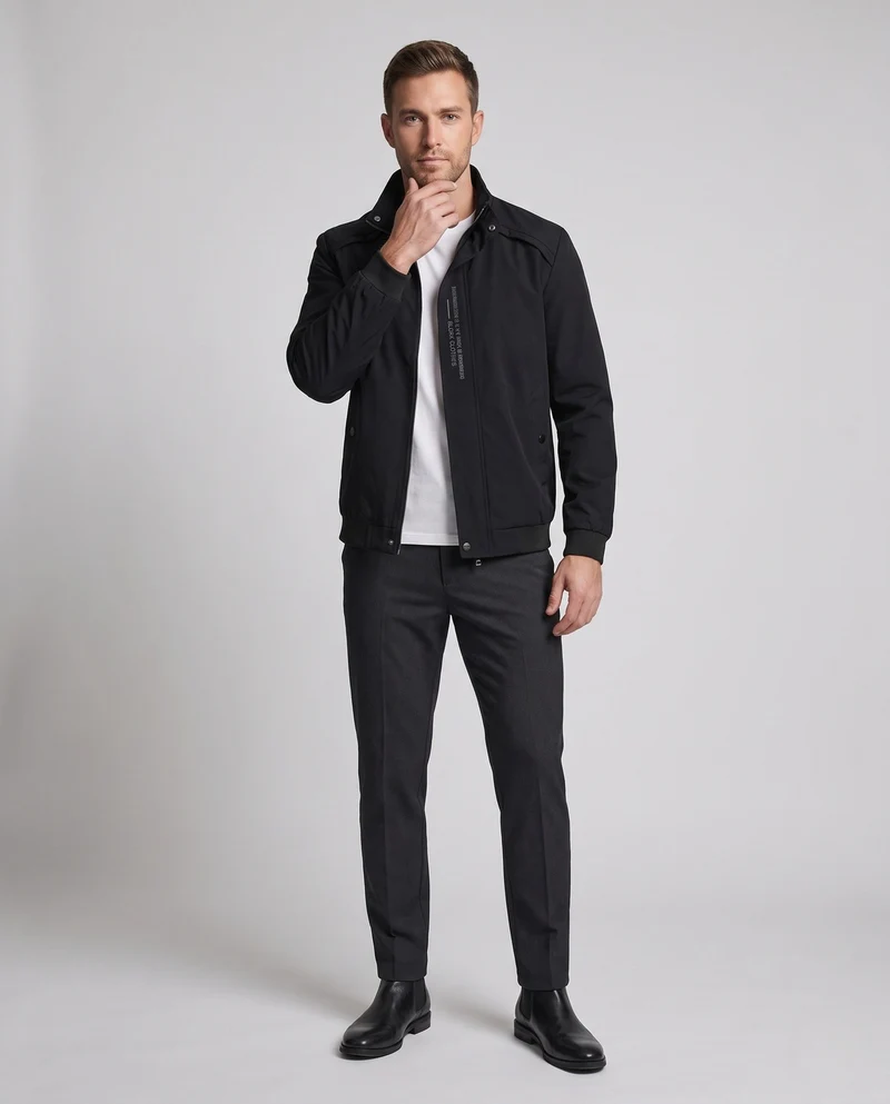 Herren lässige Bomberjacke im minimalistischen urbanen Look mit Stehkragen und Rippbündchen Nord Taschen