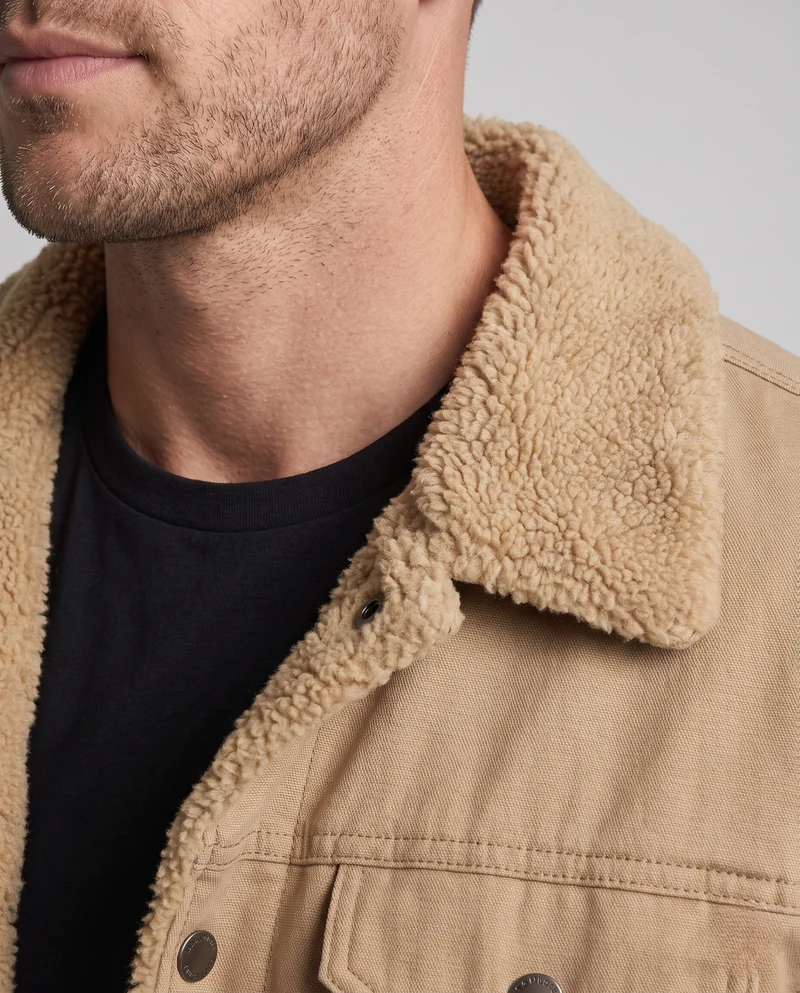 Herren-Canvas-Jacke mit durchgehendem Teddyfutter und Reverskragen Nord Taschen