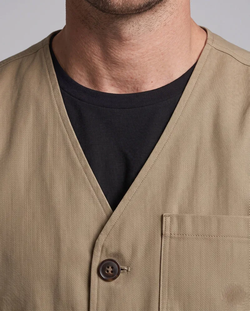 Herren-Canvas-Weste im Utility-Stil mit Knopfleiste und aufgesetzten Taschen Nord Taschen