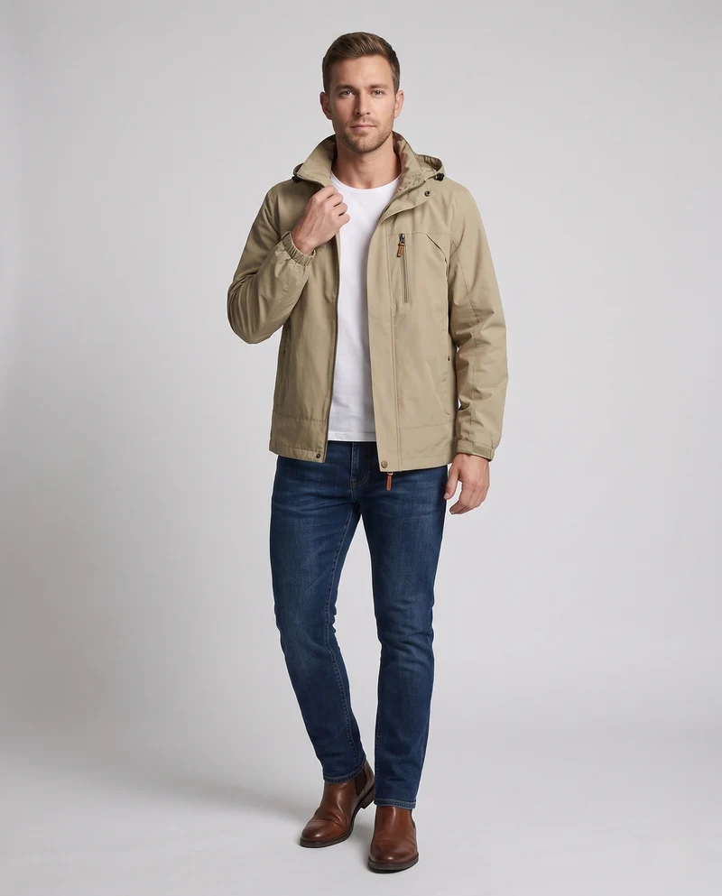 Herrenleichter urbaner Zip-Blouson mit Brustreißverschluss und elastischen Bündchen Nord Taschen
