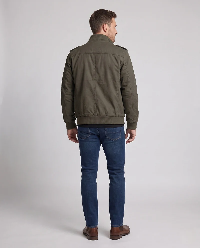Herren Kurzpilotjacke aus Canvas mit verborgener thermischer Fütterung und Schulterepauletten Nord Taschen