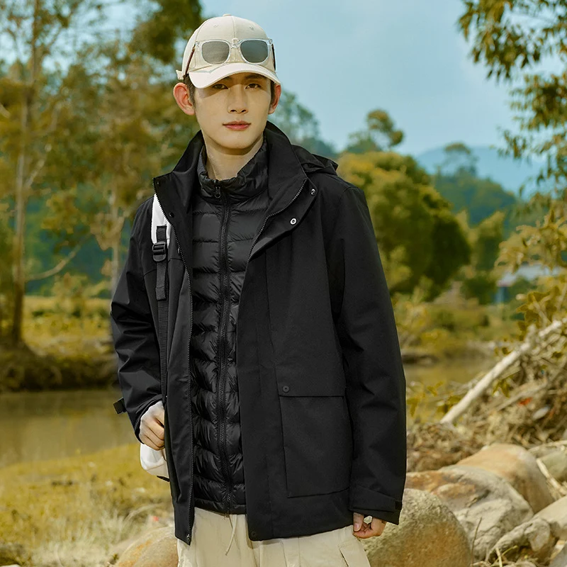 Herren Technische wasserdichte Parka-Jacke mit verstellbarer Kapuze und multifunktionalen Taschen Nord Taschen
