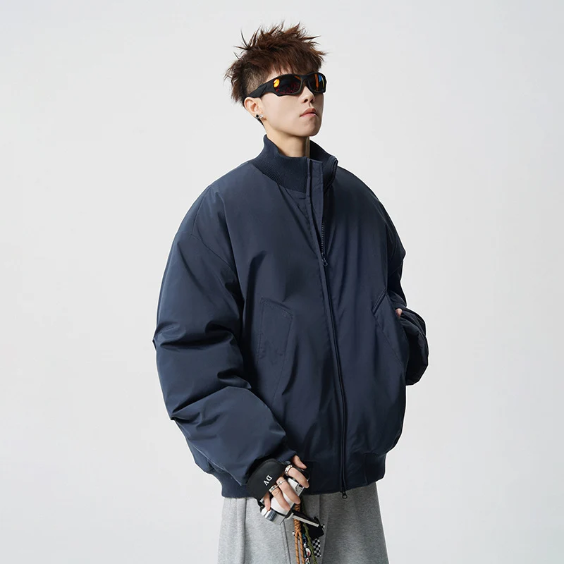 Herren Oversized Bomberjacke mit wattierter Füllung und geripptem Saum Nord Taschen