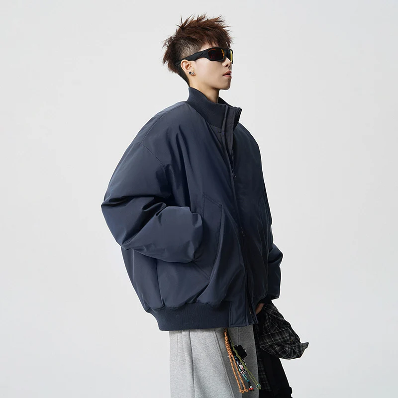 Herren Oversized Bomberjacke mit wattierter Füllung und geripptem Saum Nord Taschen