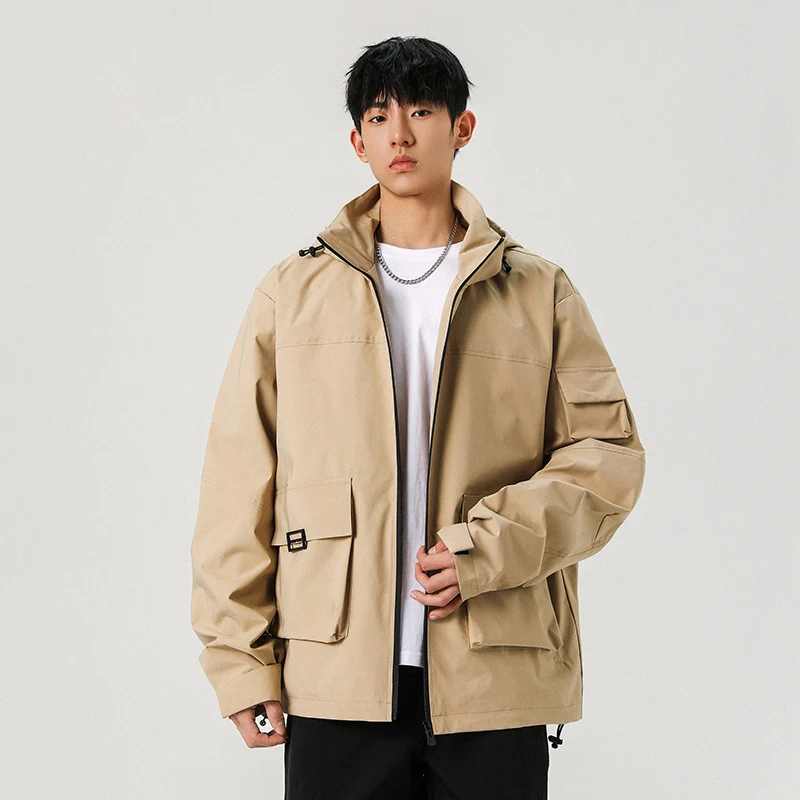 Herren Oversize Utility-Jacke mit technischer Softshell, Kapuze und Mehrfachtaschen Nord Taschen