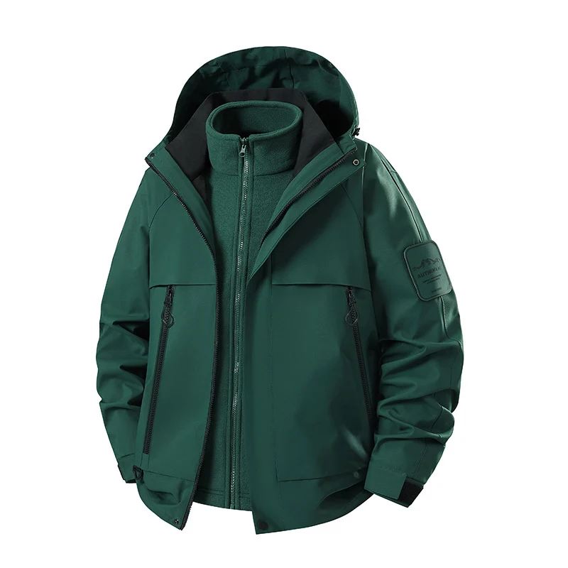 Herren multifunktionale Wasserfeste Softshell-Regenjacke mit abnehmbarer Fleece-Innenjacke Nord Taschen