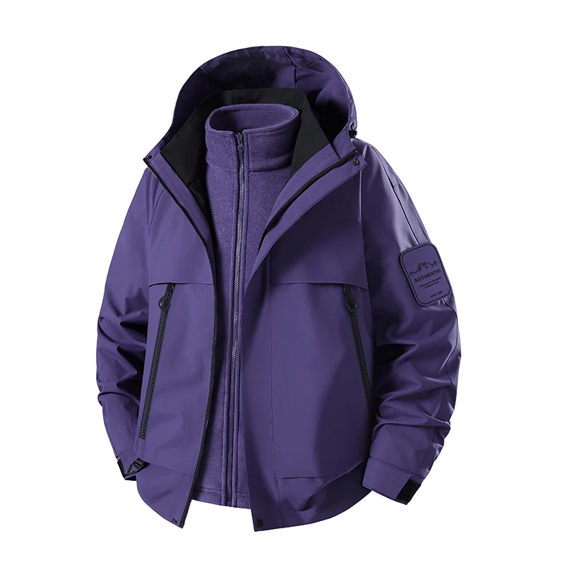 Herren multifunktionale Wasserfeste Softshell-Regenjacke mit abnehmbarer Fleece-Innenjacke Nord Taschen