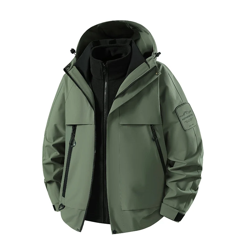 Herren multifunktionale Wasserfeste Softshell-Regenjacke mit abnehmbarer Fleece-Innenjacke Nord Taschen