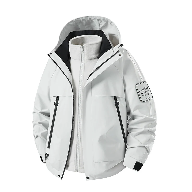 Herren multifunktionale Wasserfeste Softshell-Regenjacke mit abnehmbarer Fleece-Innenjacke Nord Taschen
