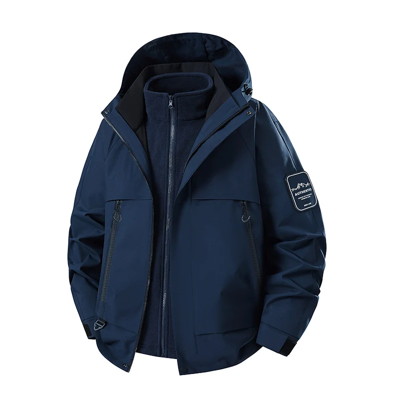 Herren multifunktionale Wasserfeste Softshell-Regenjacke mit abnehmbarer Fleece-Innenjacke Nord Taschen