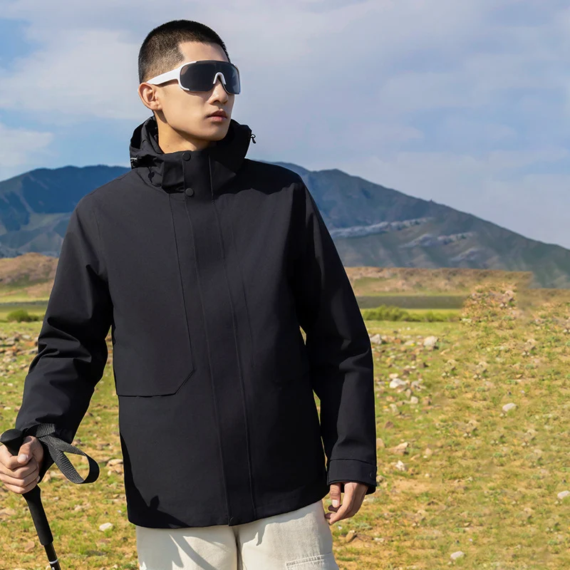 Herren Leichter wasserdichter Parka mit verstellbarer Kapuze und verdecktem Reißverschluss Nord Taschen