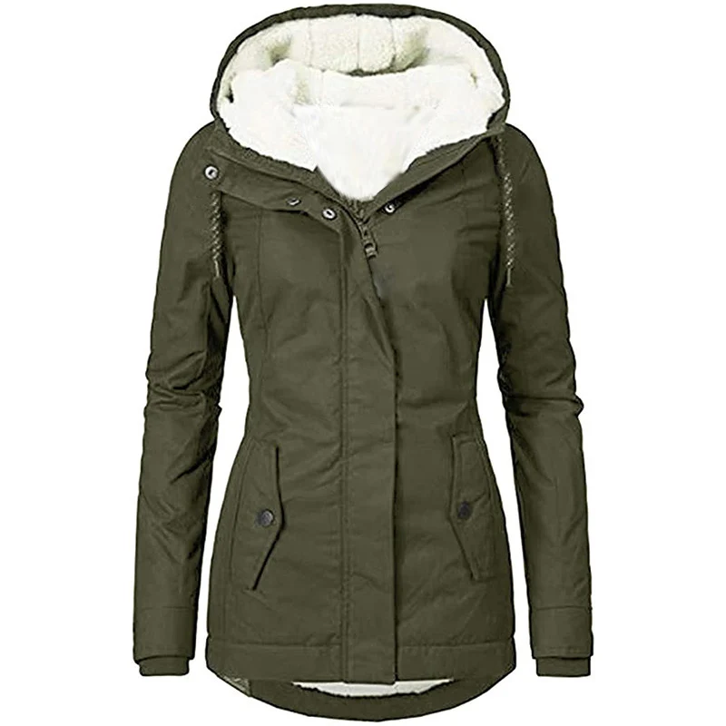 Damen Wasserabweisender Parka mit Teddyfutter, Kapuze und Taillierter Passform Nord Taschen