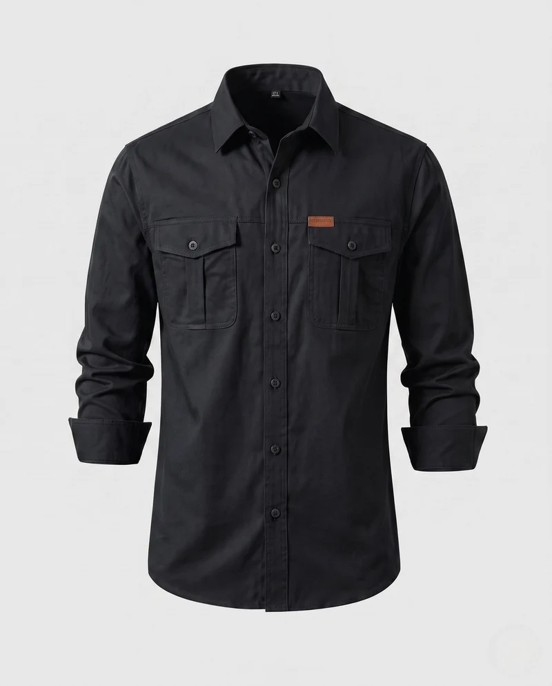 Herren Canvas Utility Overshirt mit Brusttaschen und lässigem Hemdkragen Nord Taschen