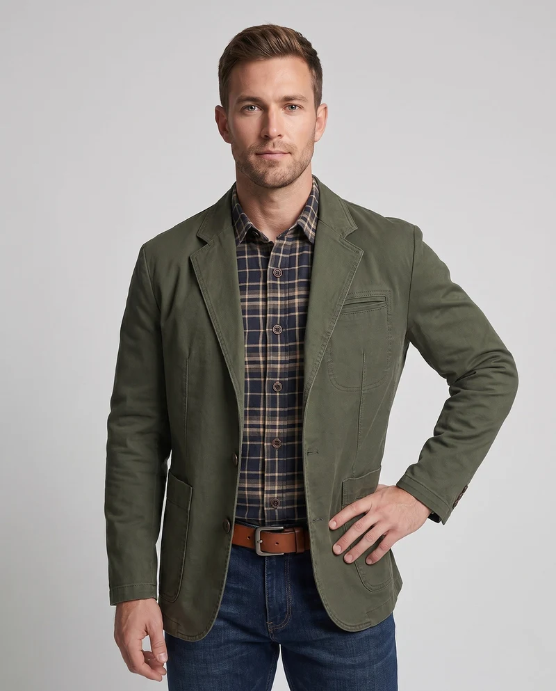Herren Canvas Blazer im Field-Stil mit aufgesetzten Taschen und lässigem Schnitt Nord Taschen