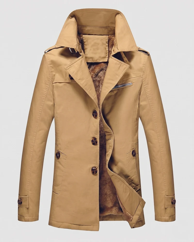 Männer Canvas Feldjacke mit Teddyfutter, Reverskragen und Schulterklappen Nord Taschen