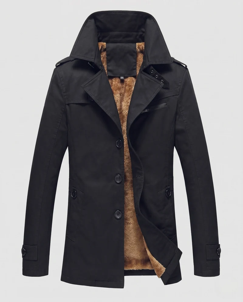 Männer Canvas Feldjacke mit Teddyfutter, Reverskragen und Schulterklappen Nord Taschen