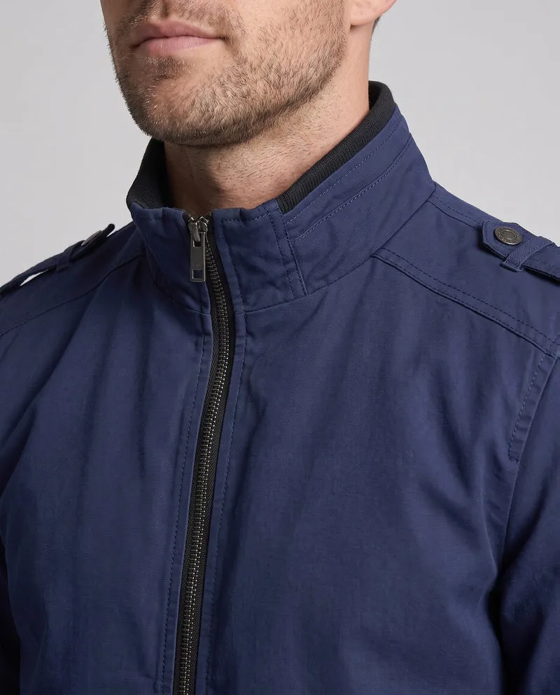 Herren Utility-Style Canvas-Feldjacke mit Schulterklappen, Reißverschluss und gerippten Bündchen Nord Taschen